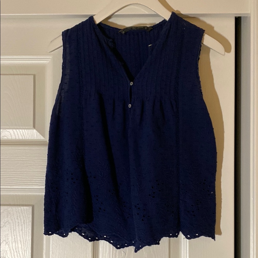 Zara Sleeveless Navy Blouse